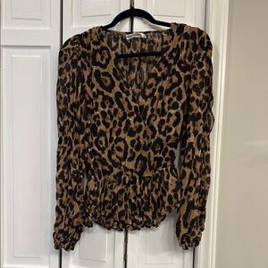 Leopard Print V-Neck Women's Top